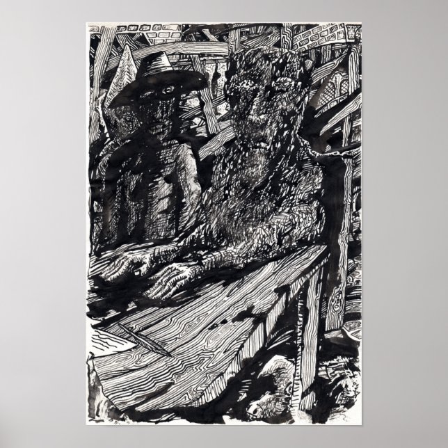 "Bekännelse!", india bläck teckning! Poster (Framsidan)