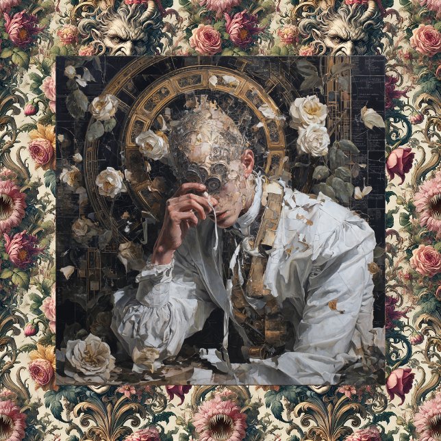 Bekännelser från en monokelmakare — gotisk surreal canvastryck (Confessions of a Monocle Maker + Baroque Hunger Pains)
