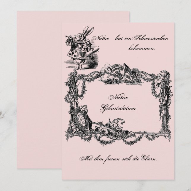 Bekanntgabe zur Geburt – Geburtskarte Inbjudningar (Fram/baksida)