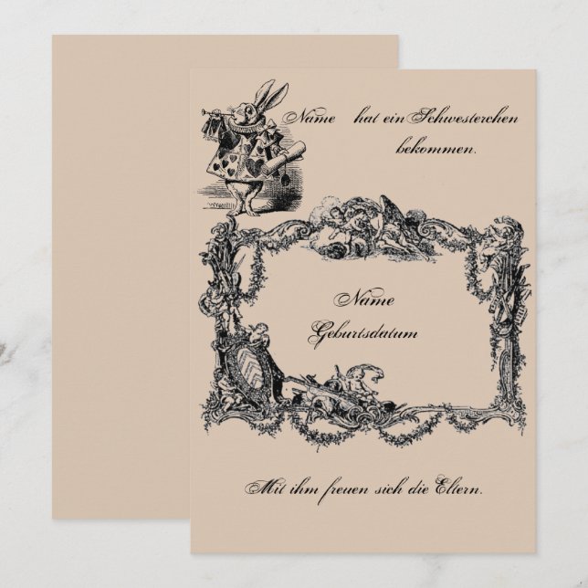 Bekanntgabe zur Geburt – Geburtskarte Inbjudningar (Fram/baksida)