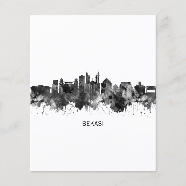Bekasi Indonesia Skyline BW Flygblad (Framsidan)