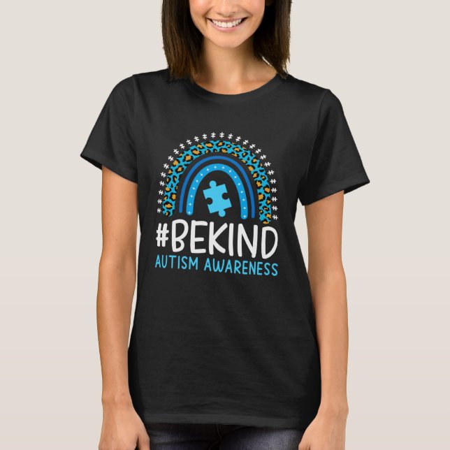 BeKind Autism Awareness Girls Kids Women Leopard R T Shirt (Framsida)