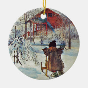 Bekläda gården och tvätta huset julgransprydnad keramik
