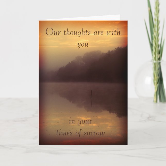 Beklagandekort - sjöorangesolnedgång kort (Framsida)