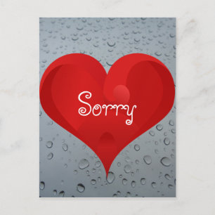Beklagar att Vatten tappar Windows Rain Red Heart Vykort