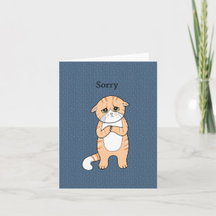 Beklagar Cat Cute Ledsen Orange Tabby katt Apology Kort