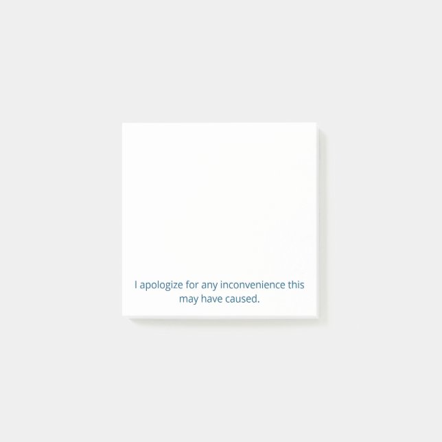 Beklagar de olägenheter som PostIT-anteckningar ge Post-it Block (Framsida)