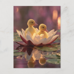 Beklagliga herrar i en Vatten Lily Flower Helg Vykort