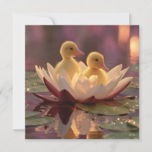 Beklagliga herrar i en Vatten Lily Flower Julkort