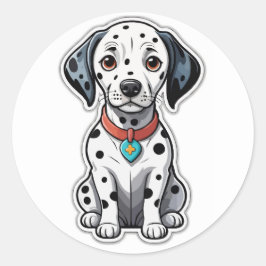 Beklagligt Dalmatiskt marionettmärke: Cute Spoted Runt Klistermärke