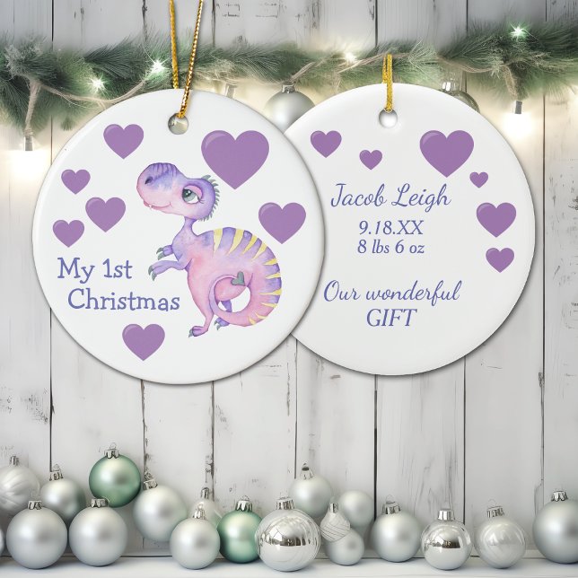 Beklagligt Dinosaur Baby Första jul Julgransprydnad Keramik (Skapare uppladdad)