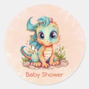 Beklagligt lilla draken Fairytale Boy Shower Runt Klistermärke