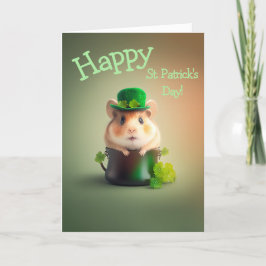 Beklagligt lilla Lycklig Hamster St. Patrick's Day Helgkort