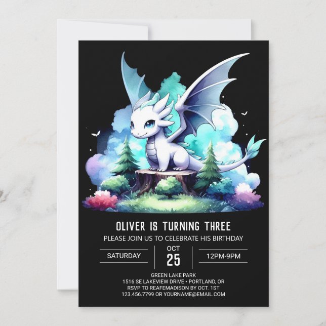 Beklagligt Majestic Dragon Birthday Inbjudningar (Framsida)