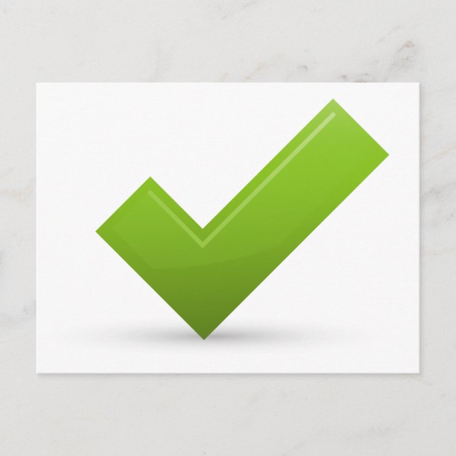 bekräfta-679245 GRÖNT CHECK MARKK KORREKT SYMBOL L Vykort (Framsida)