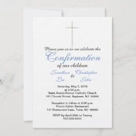 Bekräfta blåa Twillingar Crisp White Inbjudningar