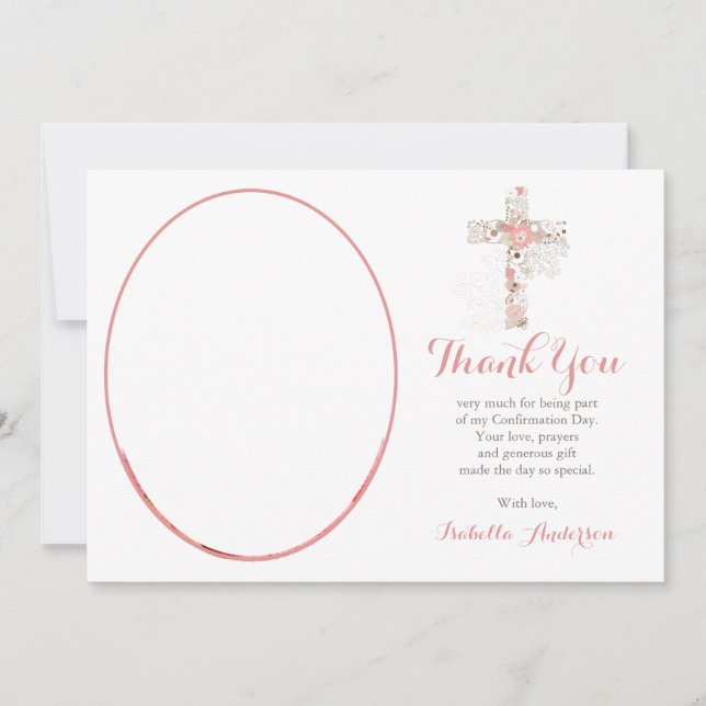 Bekräfta Blommigt Kor Anpassningsbar Girl Photo Ta Tack Kort (Framsida)