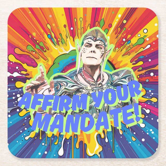 Bekräfta ditt mandat underlägg papper kvadrat (Framsidan)