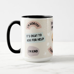 Bekräfta Mugg med positiva citattecken