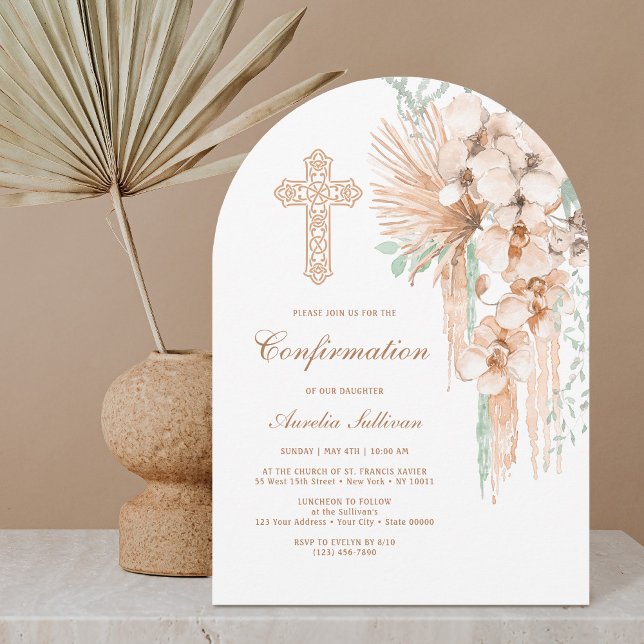 Bekräftelse av Beige och Mint Bouquet Arch Inbjudningar (Skapare uppladdad)