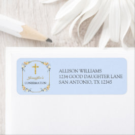 Bekräftelse av Blommigt för elegantens blå persika Returadress Etikett