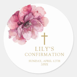 Bekräftelse av Blommigt för Rosa av vattenfärg i m Runt Klistermärke