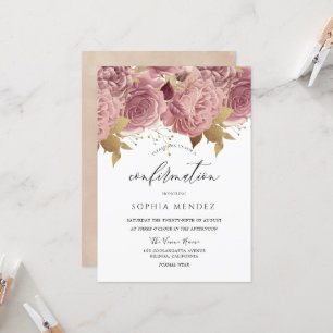 Bekräftelse av blommor från Romantic Dusty Ro Inbjudningar