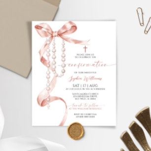 Bekräftelse av budgetmocha Bow & Rosary-inbjudan