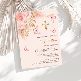 Bekräftelse av Butterfly pampas-gräs rosa ros guld Inbjudningar