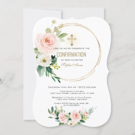 Bekräftelse av Charm Rosa  Blommigt Guld Kor Inbjudningar