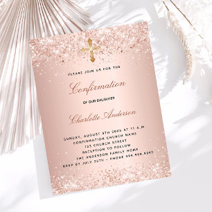 Bekräftelse av damm från kor i glitter vid ro guld inbjudan vykort