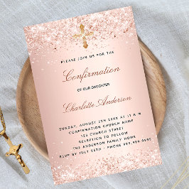 Bekräftelse av damm från kor i glitter vid ro guld inbjudningar