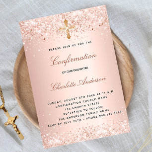 Bekräftelse av damm från kor i glitter vid ro guld inbjudningar