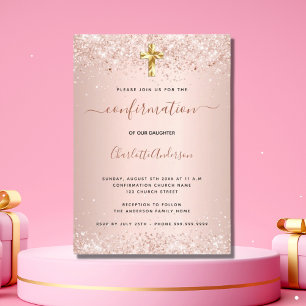 Bekräftelse av dammflicka i ro guld glitter inbjudningar