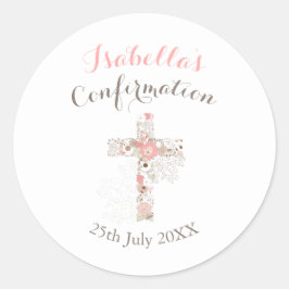 Bekräftelse av den vita blommigten kor namn runt klistermärke