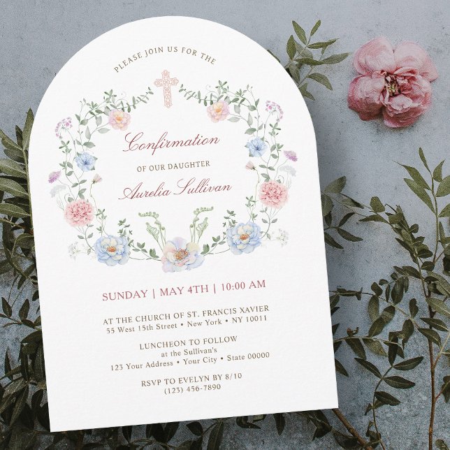 Bekräftelse av elegant Blommigt Ram Inbjudningar (Skapare uppladdad)