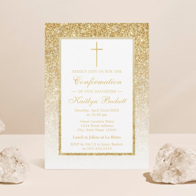 Bekräftelse av elegant Glitter eller första kommun Inbjudningar (Skapare uppladdad)