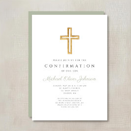 Bekräftelse av elegant Sage Grönt Religiösa Kor Inbjudningar