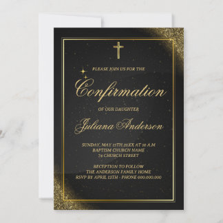 Bekräftelse av Eleganten Black och Guld Inbjudningar