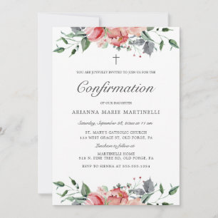 Bekräftelse av enkel Rosa Blommigt för Elegant för Inbjudningar