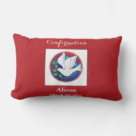 Bekräftelse av färgfull duva på röd bakgrund lumbarkudde