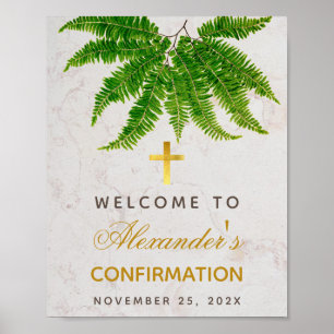 Bekräftelse av Fern Foliage Botanical Välkomstskyl Poster