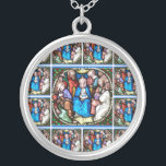 Bekräftelse av heliga Spirit Stached Glass Virgin  Silverpläterat Halsband<br><div class="desc">Det här är en vacker nedfläckad glasbild av Heligan Spirit / Heliga Ghost som representeras av en duva som sjunger över Mary och Apostles på Pentecost. .</div>