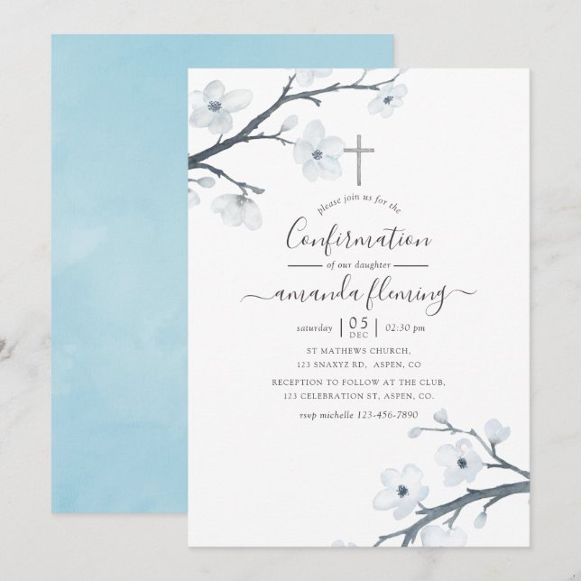 Bekräftelse av körsbärssystemets Blommar Inbjudningar (Fram/baksida)