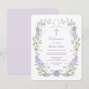 Bekräftelse av Lilac Flowers Ram Inbjudningar