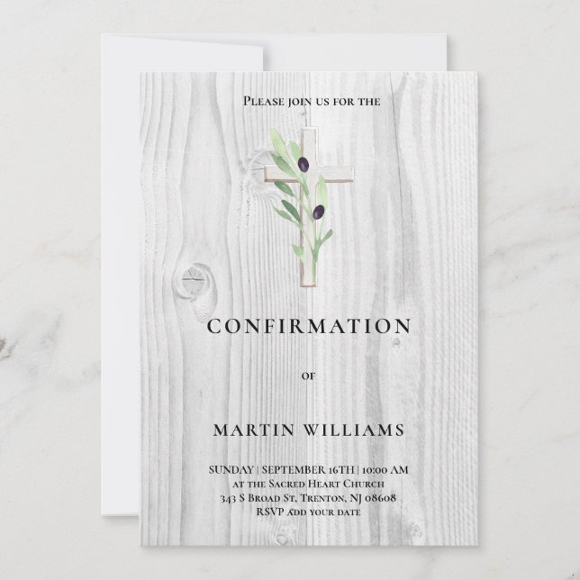 Bekräftelse av olivträdsvirket Kor i gren Inbjudningar (Framsida)