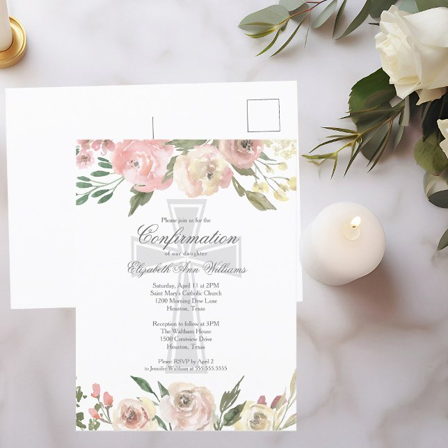 Bekräftelse av Religiösa av elegant Rosa i elfte B Vykort (Skapare uppladdad)