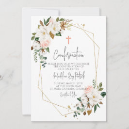 Bekräftelse av rosa Blommigt Ram Inbjudningar