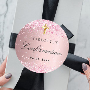 Bekräftelse av rosa glitter-miniatyrflicka runt klistermärke