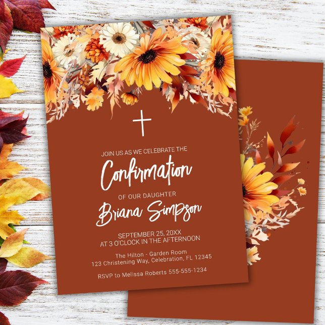 Bekräftelse av terracotta Fall Blommigt Inbjudningar (Skapare uppladdad)